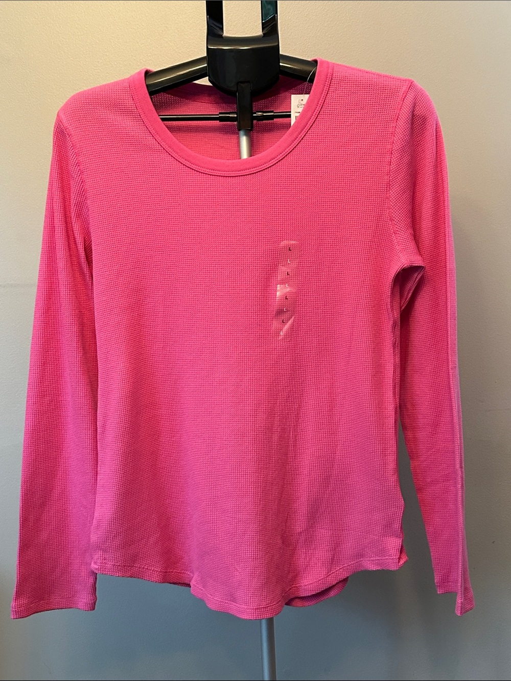 Gap Waffle Knit Top Women Large Pink Long Sleeve SoftAlt Coquette Y2K 774584-00 - Picture 5 of 6